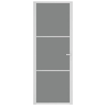 Porta Interna 76x201,5 cm Bianca in Vetro ESG e Alluminio | homemem39