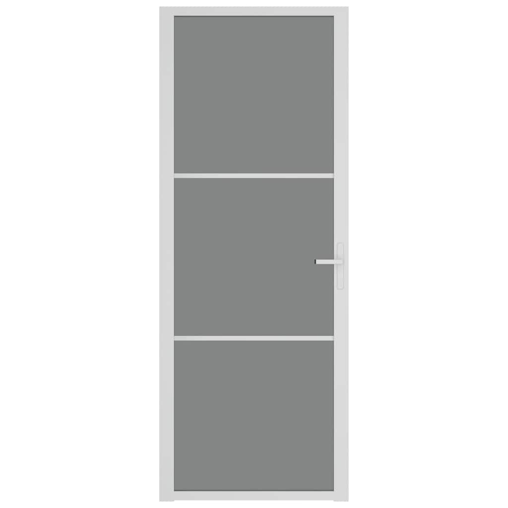 Porta Interna 76x201,5 cm Bianca in Vetro ESG e Alluminio