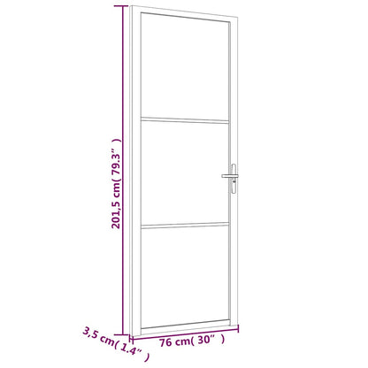 Porta Interna 76x201,5 cm Bianca in Vetro ESG e Alluminio | homemem39