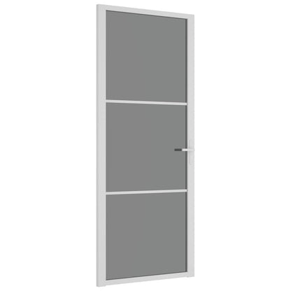 Porta Interna 83x201,5 cm Bianca in Vetro ESG e Alluminio | homemem39