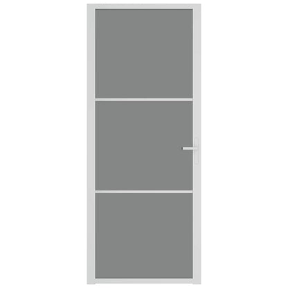 Porta Interna 83x201,5 cm Bianca in Vetro ESG e Alluminio | homemem39