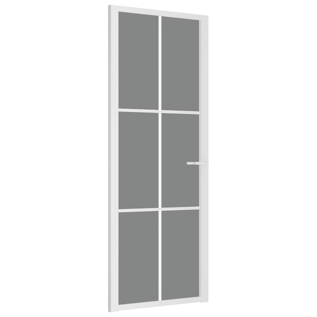 Porta Interna 76x201,5 cm Bianca in Vetro ESG e Alluminio