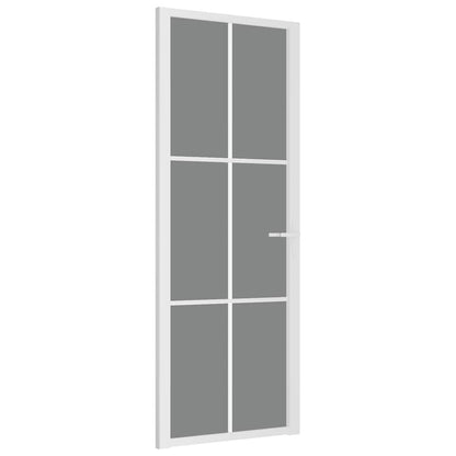 Porta Interna 76x201,5 cm Bianca in Vetro ESG e Alluminio