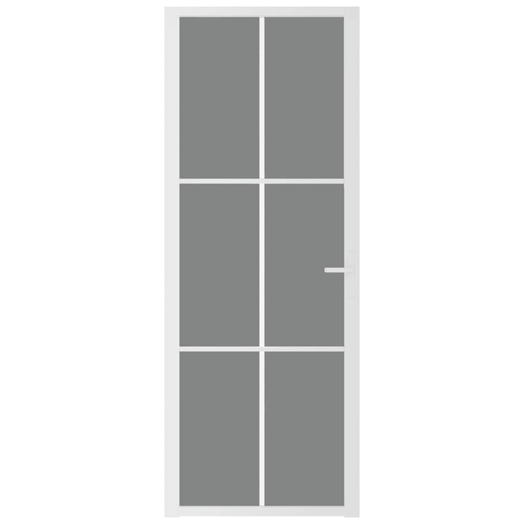 Porta Interna 76x201,5 cm Bianca in Vetro ESG e Alluminio