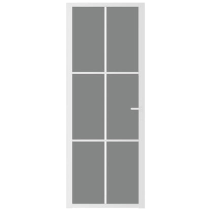 Porta Interna 76x201,5 cm Bianca in Vetro ESG e Alluminio