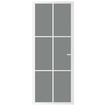 Porta Interna 83x201,5 cm Bianca in Vetro ESG e Alluminio | homemem39