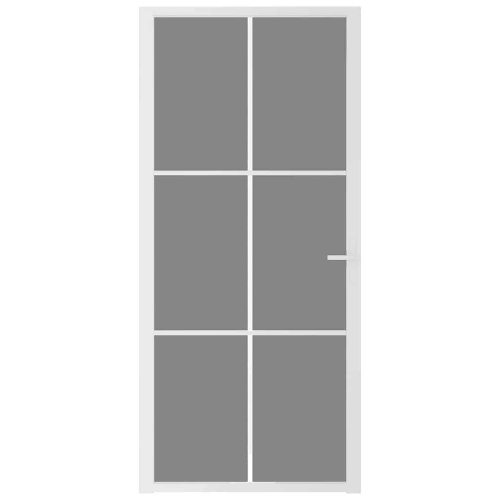 Porta Interna 93x201,5 cm Bianca in Vetro ESG e Alluminio | homemem39