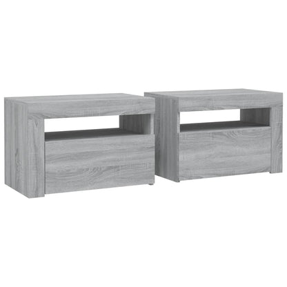 Comodini 2 pz con Luci LED Grigio Sonoma 60x35x40 cm - homemem39