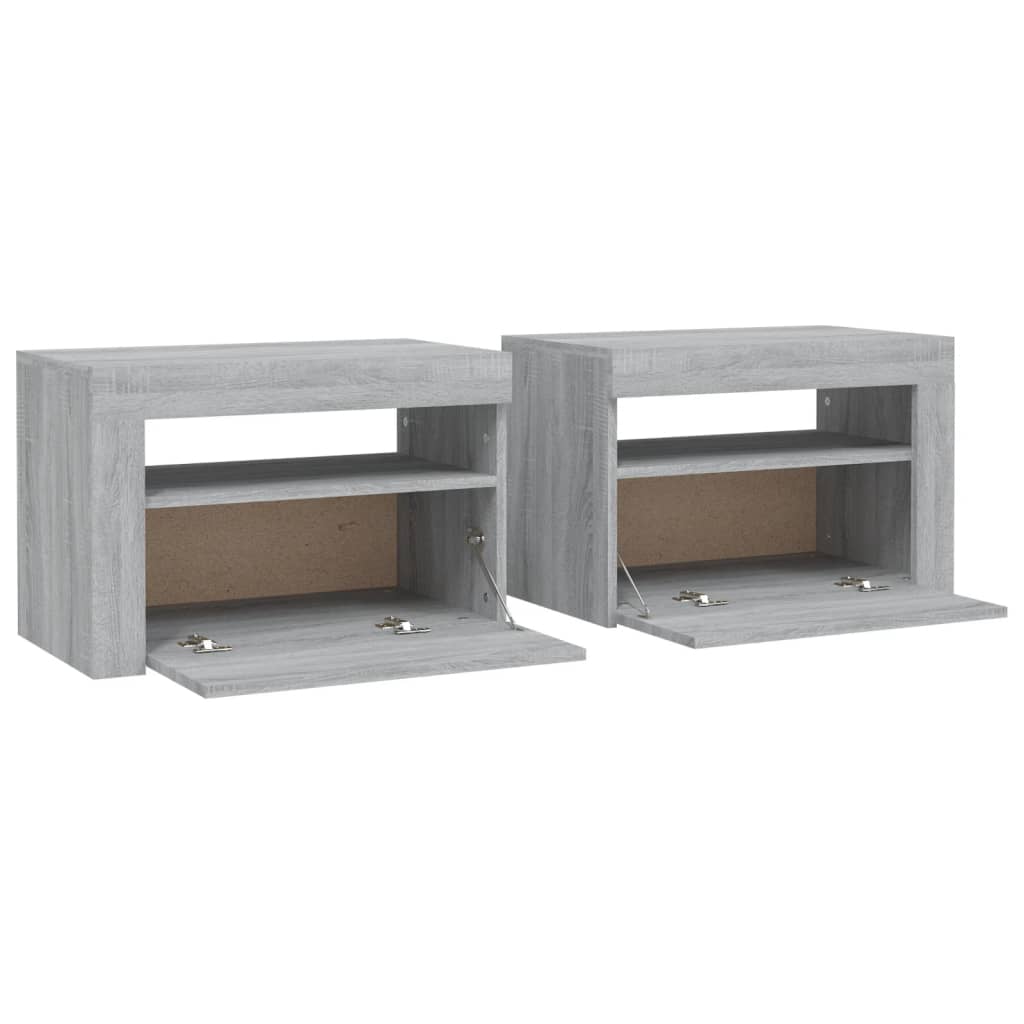 Comodini 2 pz con Luci LED Grigio Sonoma 60x35x40 cm - homemem39