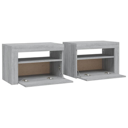 Comodini 2 pz con Luci LED Grigio Sonoma 60x35x40 cm - homemem39