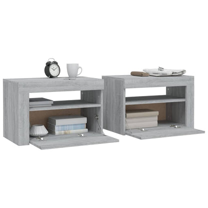 Comodini 2 pz con Luci LED Grigio Sonoma 60x35x40 cm - homemem39