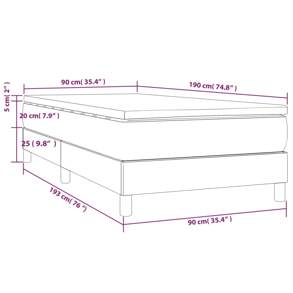 Giroletto a Molle con Materasso Marrone Scuro 90x190cm Tessuto - homemem39