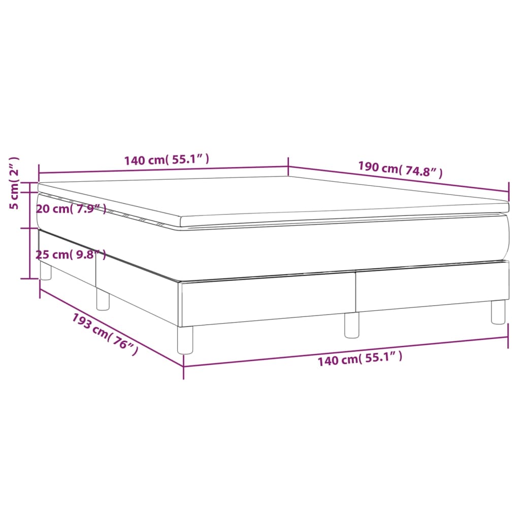 Giroletto a Molle con Materasso Marrone Scuro 140x190cm Tessuto | homemem39