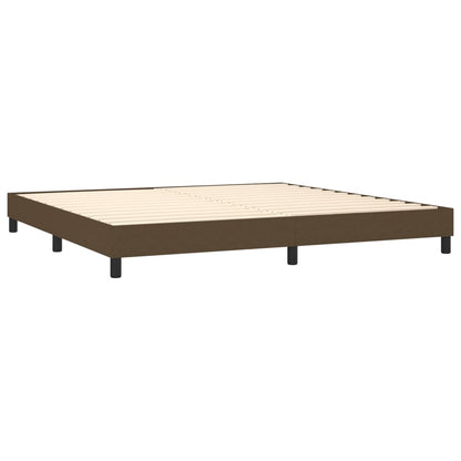 Spring Bed Frame with Dark Brown Mattress 200x200cm Fabric