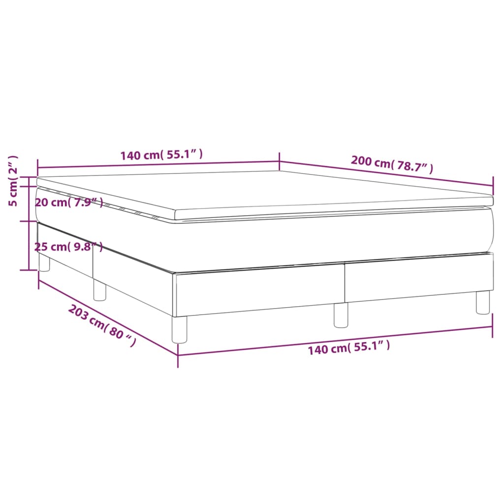 Giroletto a Molle con Materasso Tortora 140x200 cm in Tessuto | homemem39