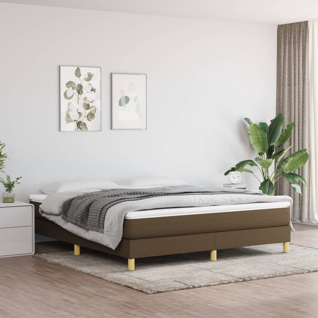 Giroletto a Molle con Materasso Marrone Scuro 180x200cm Tessuto | homemem39
