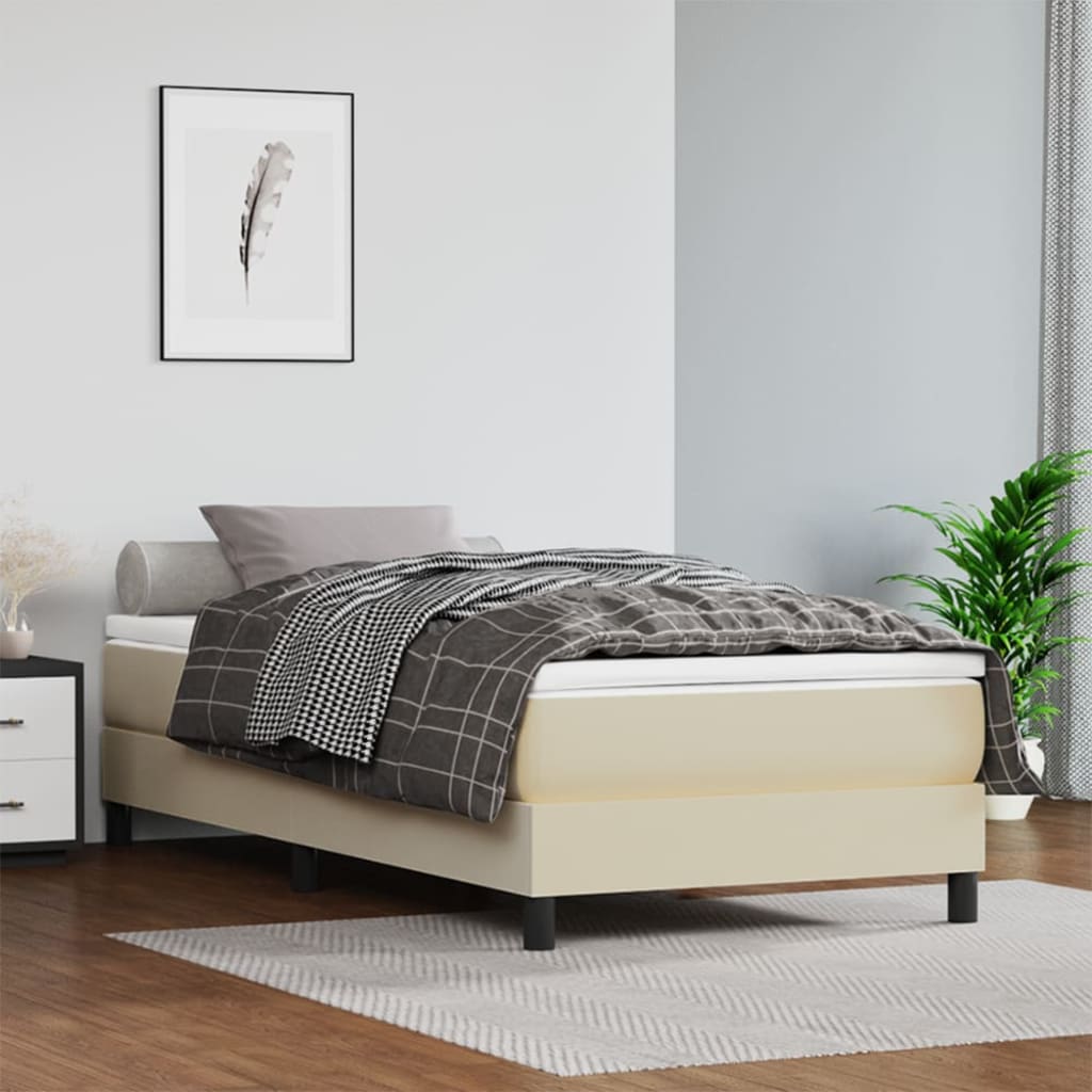 Giroletto a Molle con Materasso Crema 90x200 cm in Similpelle | homemem39