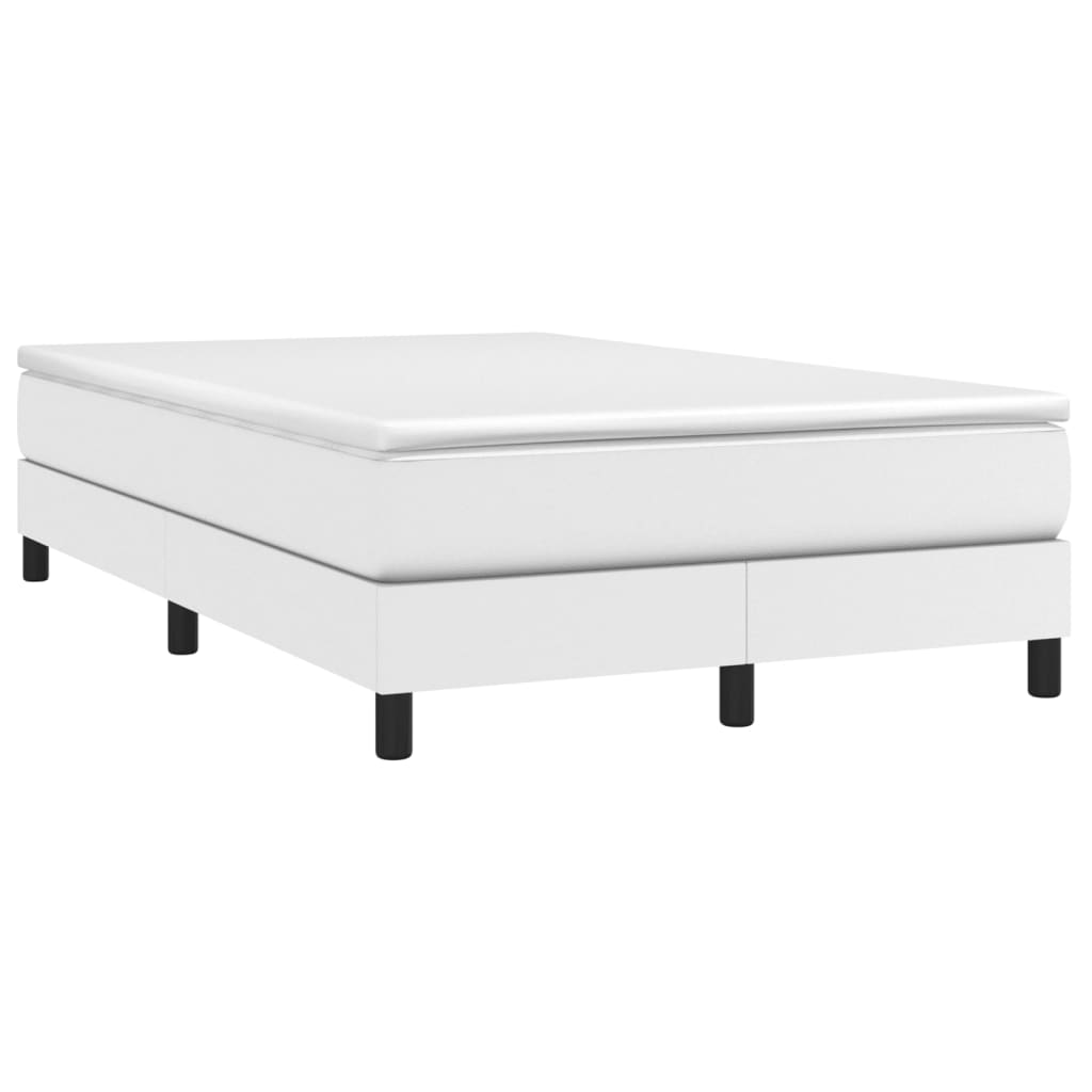 Spring bed frame with white mattress 120x200 cm in imitation leather