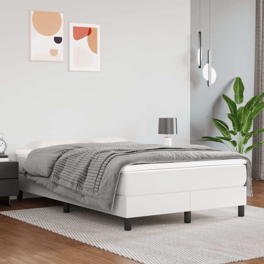 Spring bed frame with white mattress 120x200 cm in imitation leather