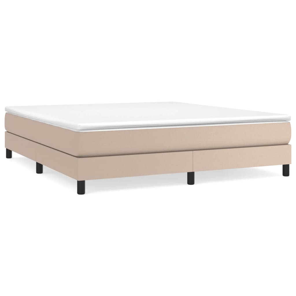 Spring bed frame with Cappuccino mattress 160x200cm Faux leather