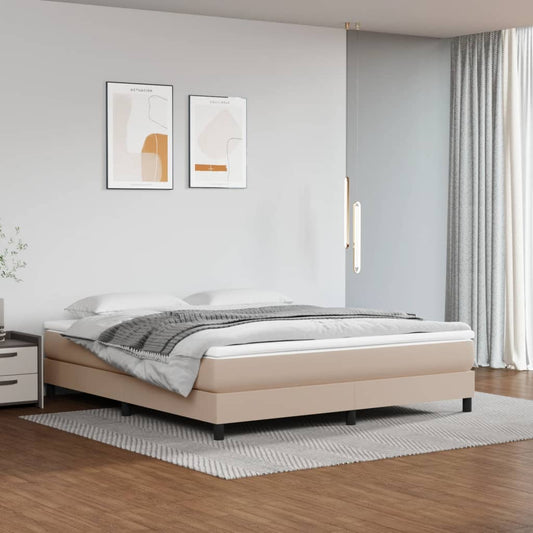 Spring bed frame with Cappuccino mattress 160x200cm Faux leather