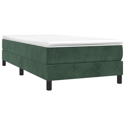 Spring bed frame with dark green mattress 80x200 cm velvet