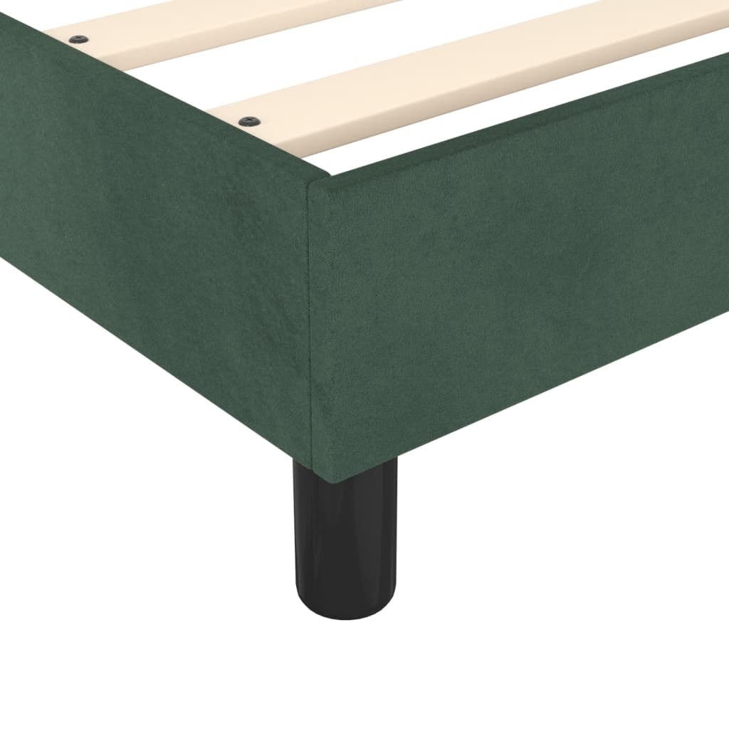 Spring bed frame with dark green mattress 80x200 cm velvet