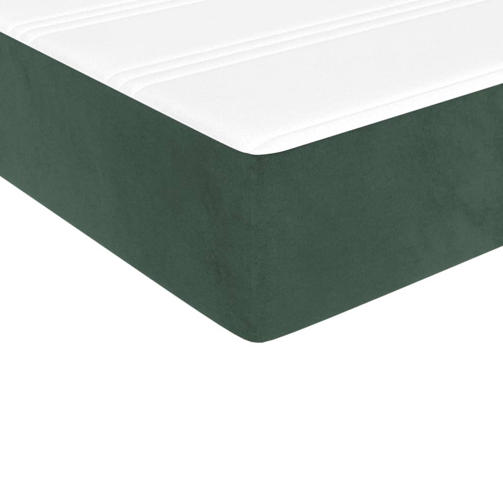 Spring bed frame with dark green mattress 80x200 cm velvet