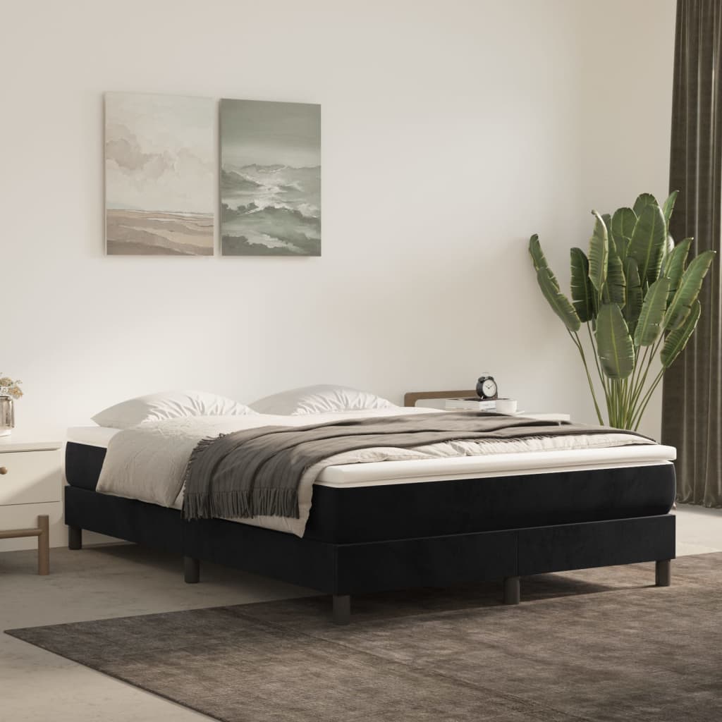 Giroletto a Molle con Materasso Nero 140x190 cm in Velluto | homemem39