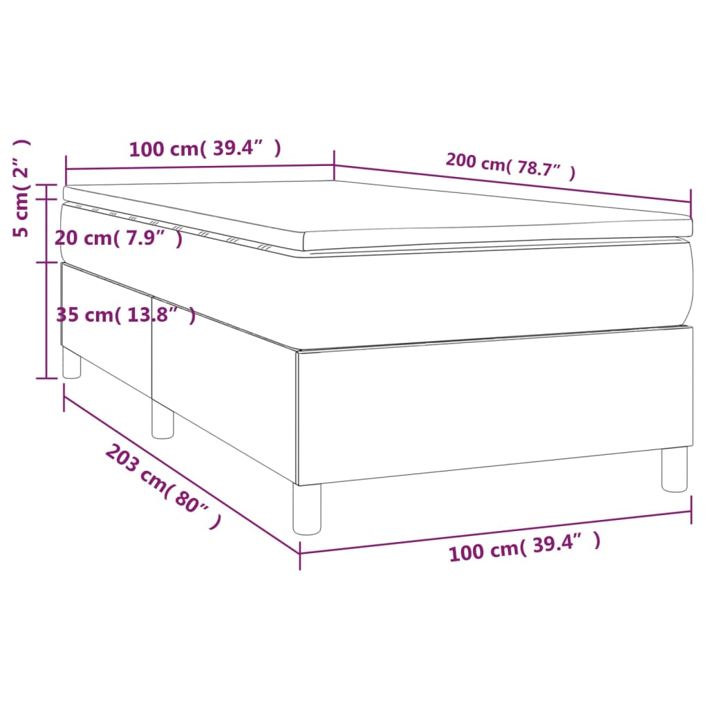 Giroletto a Molle con Materasso Tortora 100x200 cm in Tessuto - homemem39