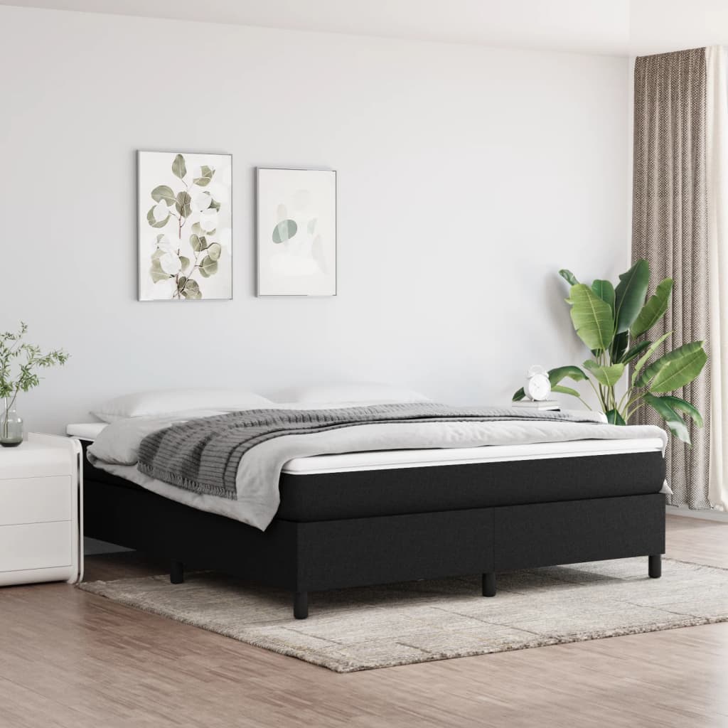 Giroletto a Molle con Materasso Nero 160x200 cm in Tessuto | homemem39