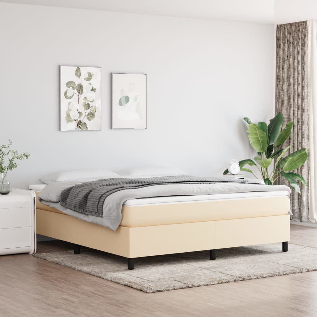 Spring bed frame with cream mattress 180x200 cm in fabric