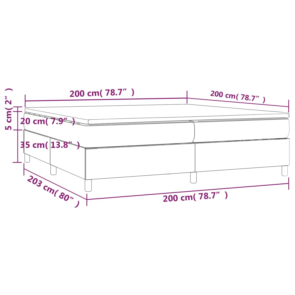 Giroletto a Molle con Materasso Marrone Scuro 200x200cm Tessuto