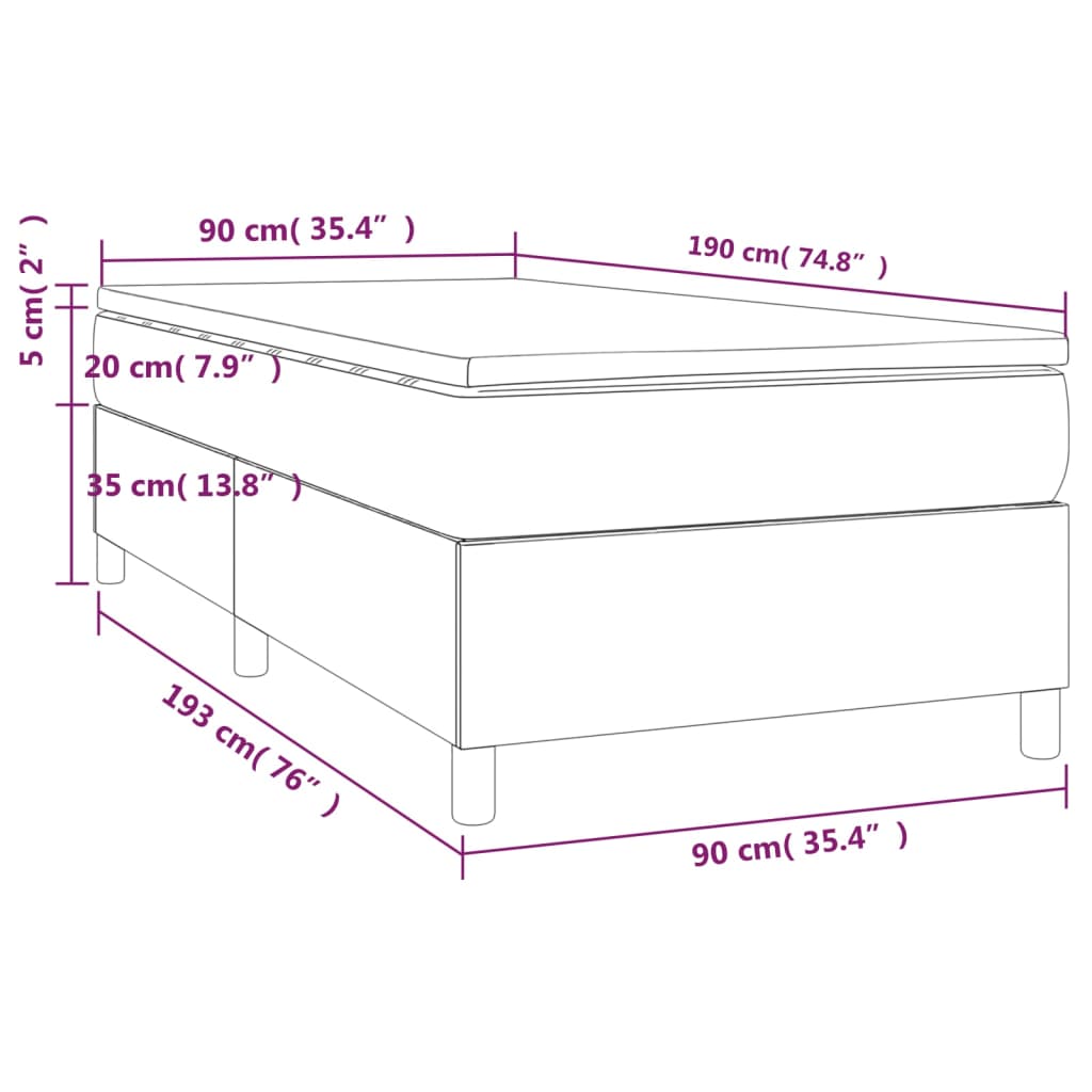 Giroletto a Molle con Materasso Marrone Scuro 90x190cm Tessuto - homemem39