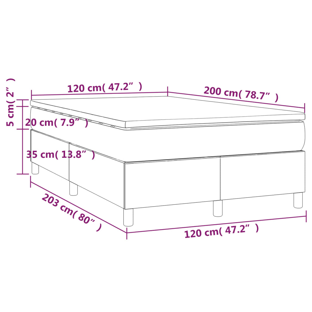 Giroletto a Molle con Materasso Grigio Scuro 120x200 cm Tessuto | homemem39