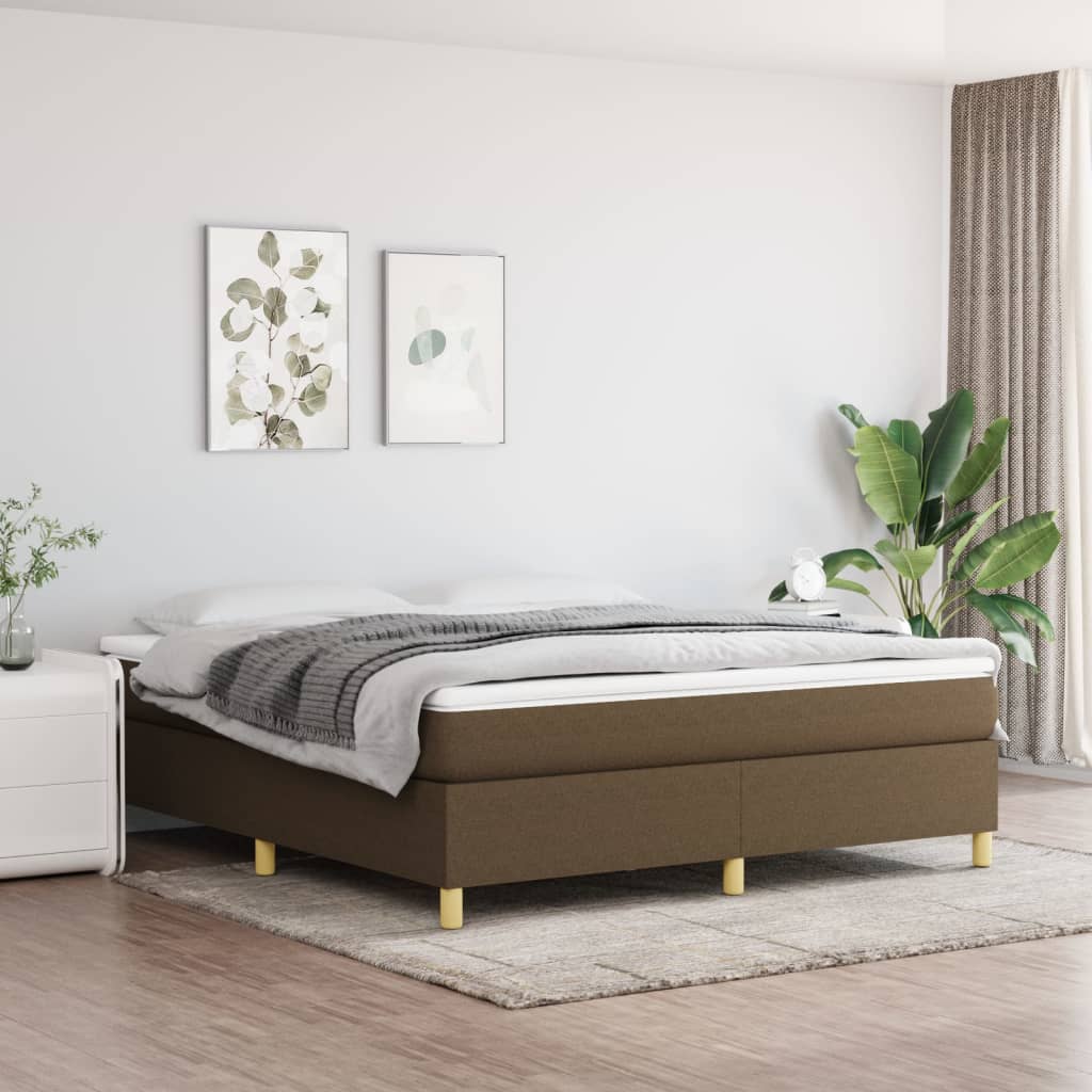 Giroletto a Molle con Materasso Marrone Scuro 160x200cm Tessuto | homemem39