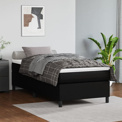 Giroletto a Molle con Materasso Nero 90x190 cm in Similpelle | homemem39