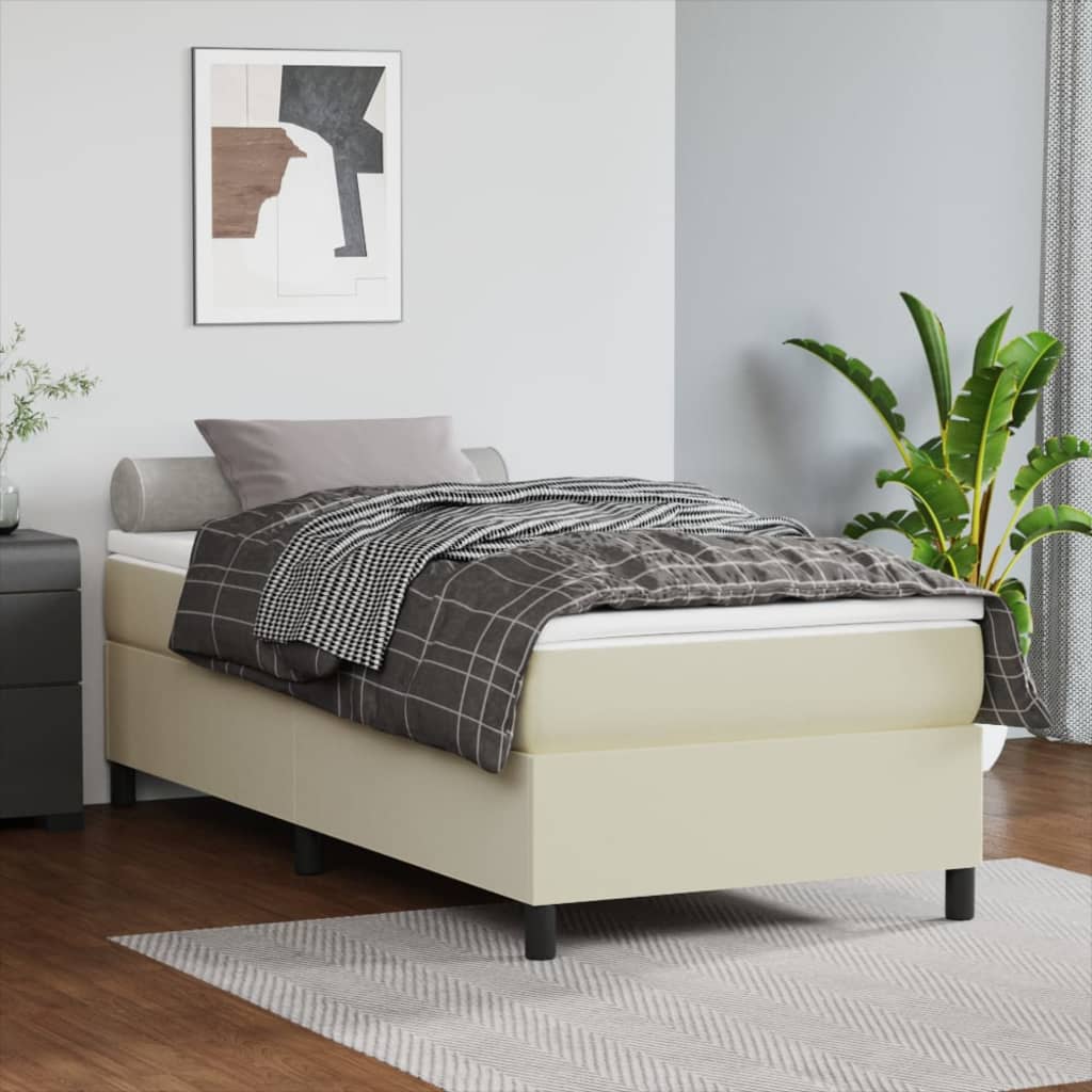 Giroletto a Molle con Materasso Crema 90x200 cm in Similpelle | homemem39