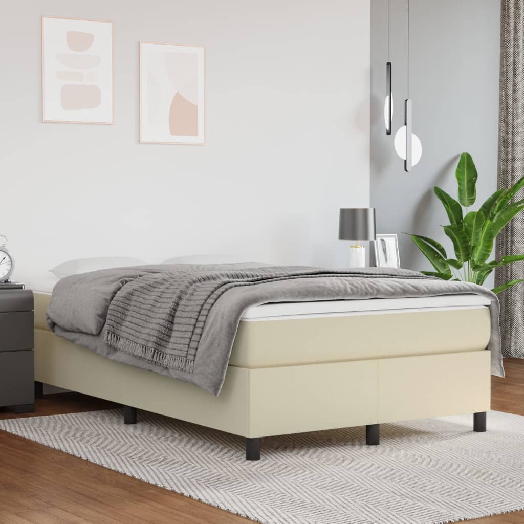 Giroletto a Molle con Materasso Crema 120x200 cm in Similpelle | homemem39
