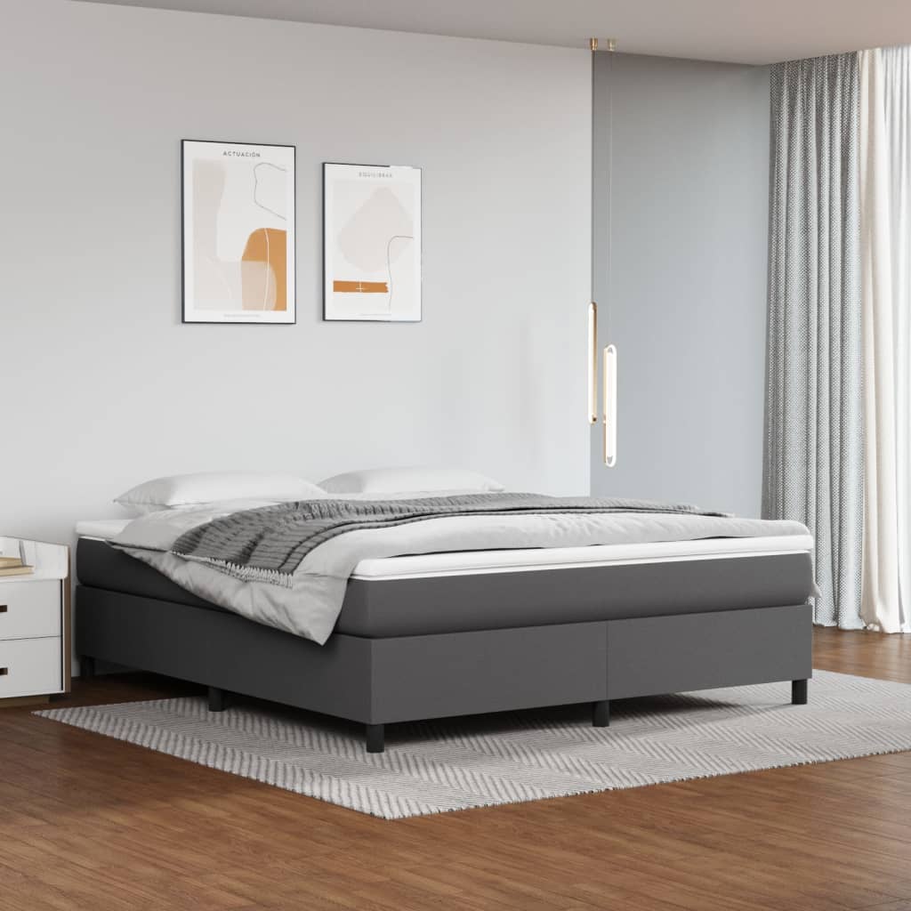 Giroletto a Molle con Materasso Grigio 160x200 cm in Similpelle | homemem39