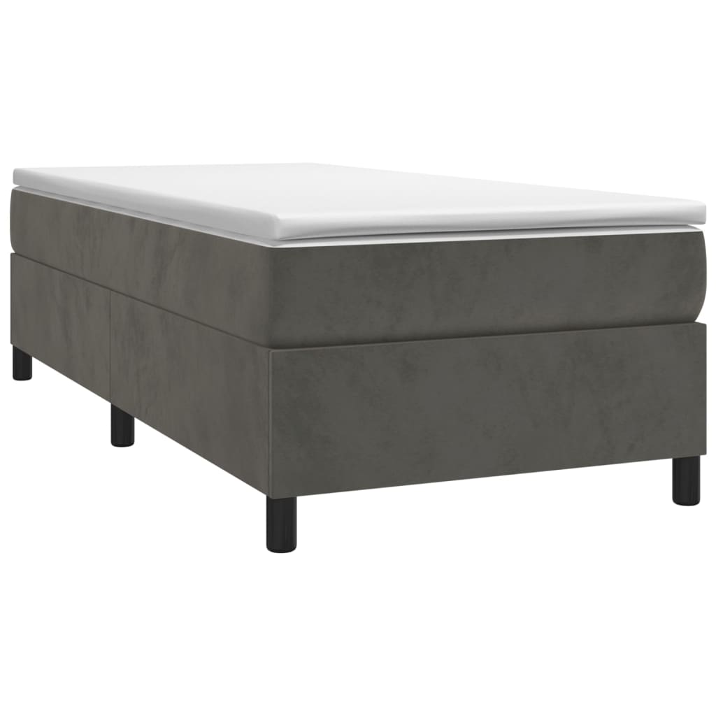 Giroletto a Molle con Materasso Grigio Scuro 90x200 cm Velluto | homemem39