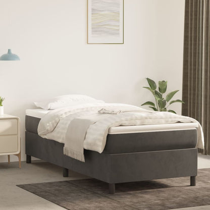Giroletto a Molle con Materasso Grigio Scuro 90x200 cm Velluto | homemem39