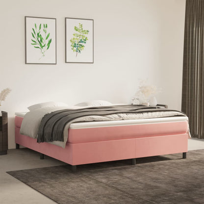 Giroletto a Molle con Materasso Rosa 160x200 cm in Velluto - homemem39