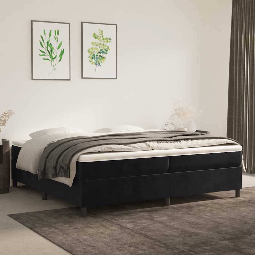 Giroletto a Molle con Materasso Nero 200x200 cm in Velluto | homemem39