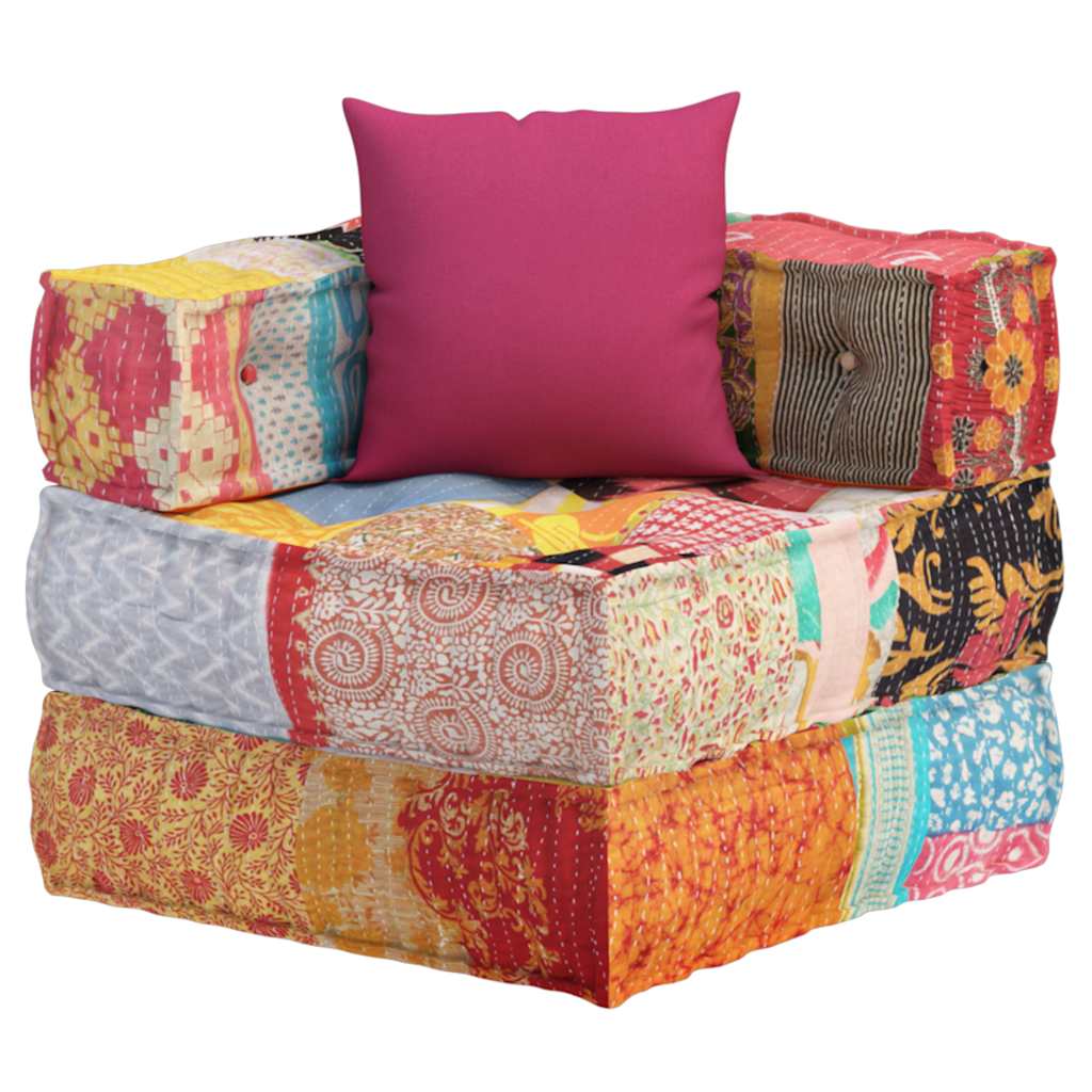 Pouf Modulare con Cuscino in Tessuto Patchwork | homemem39
