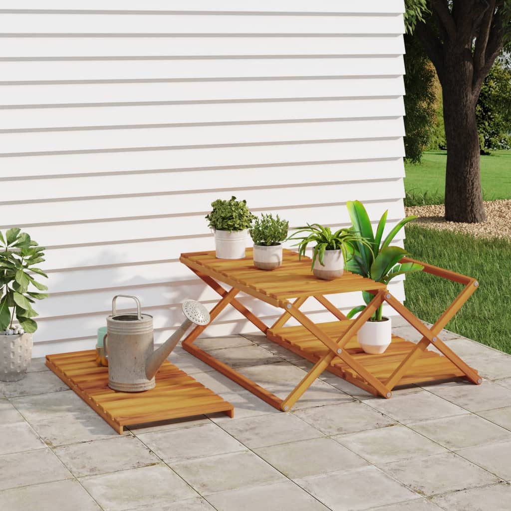 Scaffale Pieghevole 3 Ripiani 70x31x63 cm Legno Massello Acacia | homemem39