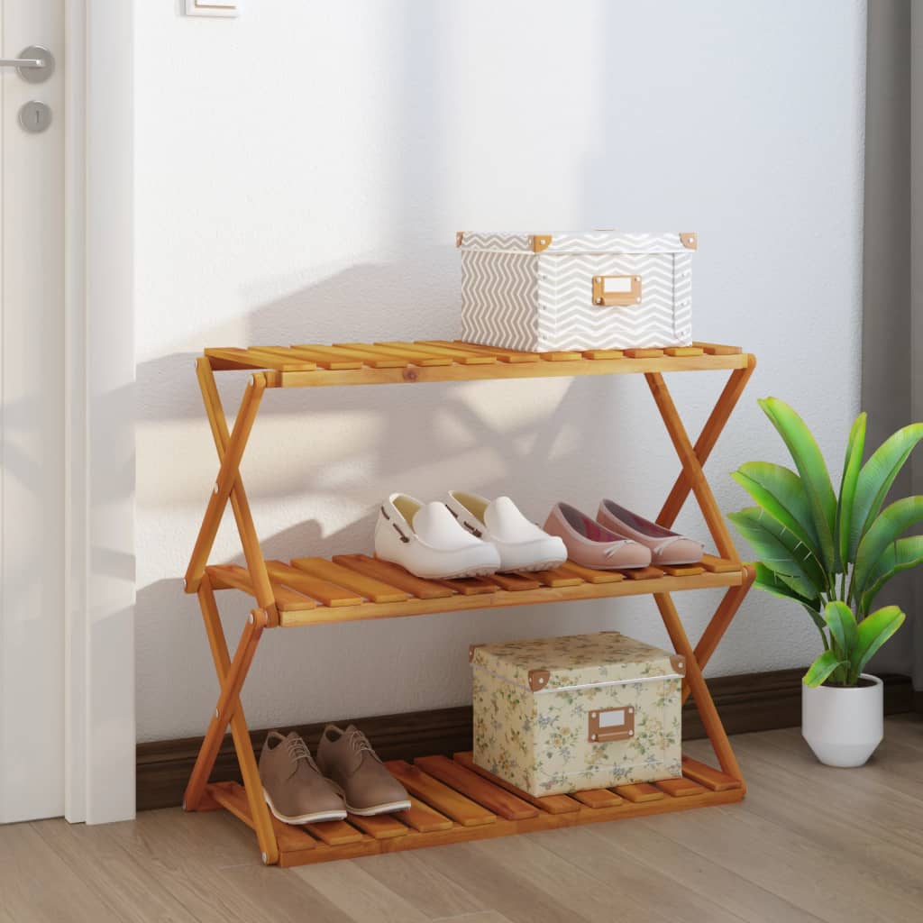Scaffale Pieghevole 3 Ripiani 70x31x63 cm Legno Massello Acacia | homemem39