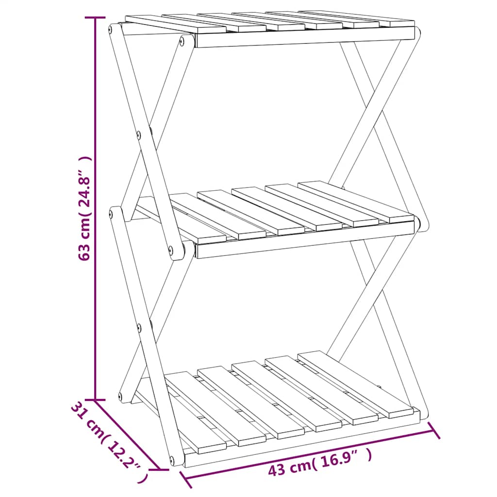 Scaffale Pieghevole 3 Ripiani Marrone 70x31x63 Massello Acacia | homemem39