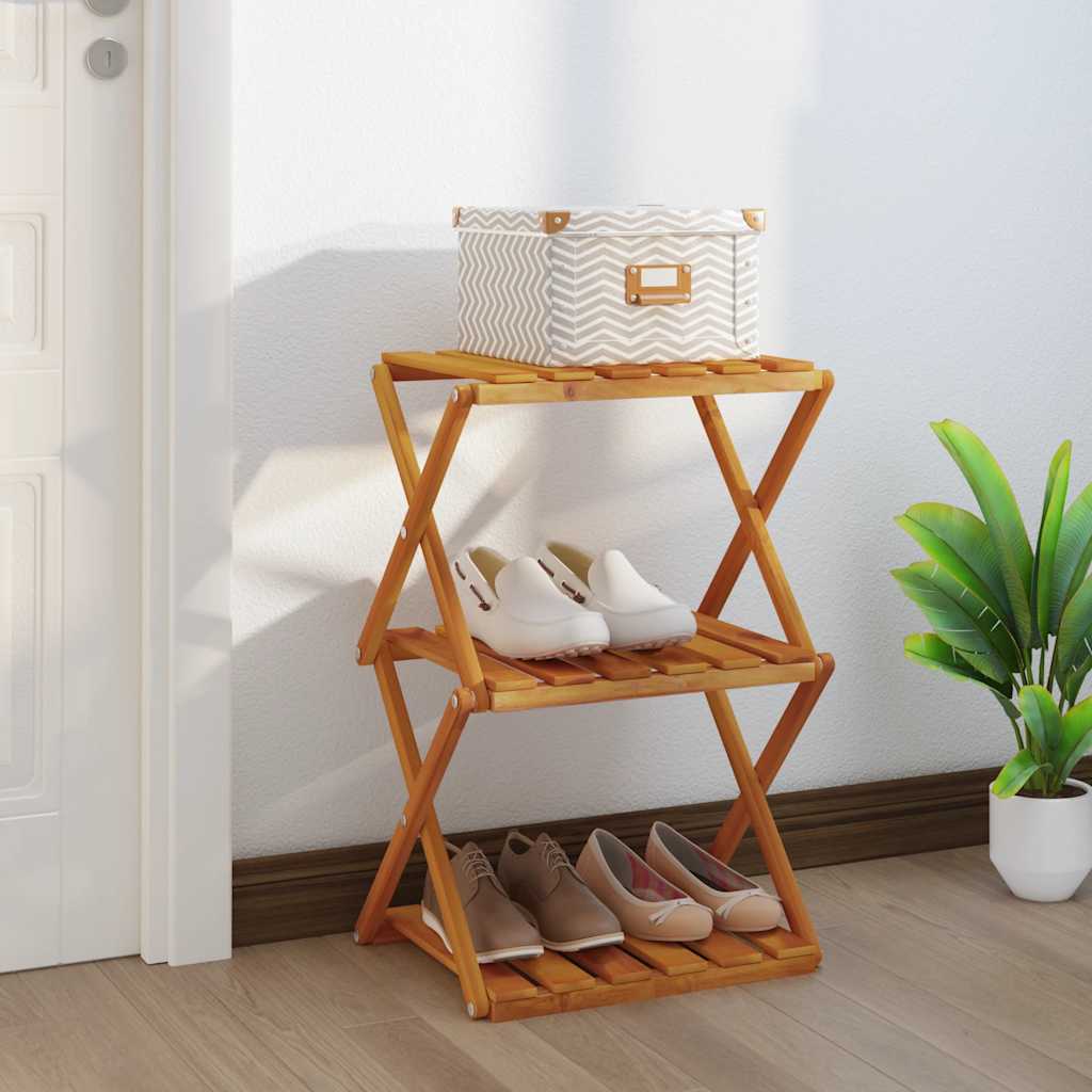 Scaffale Pieghevole 3 Ripiani Marrone 70x31x63 Massello Acacia | homemem39