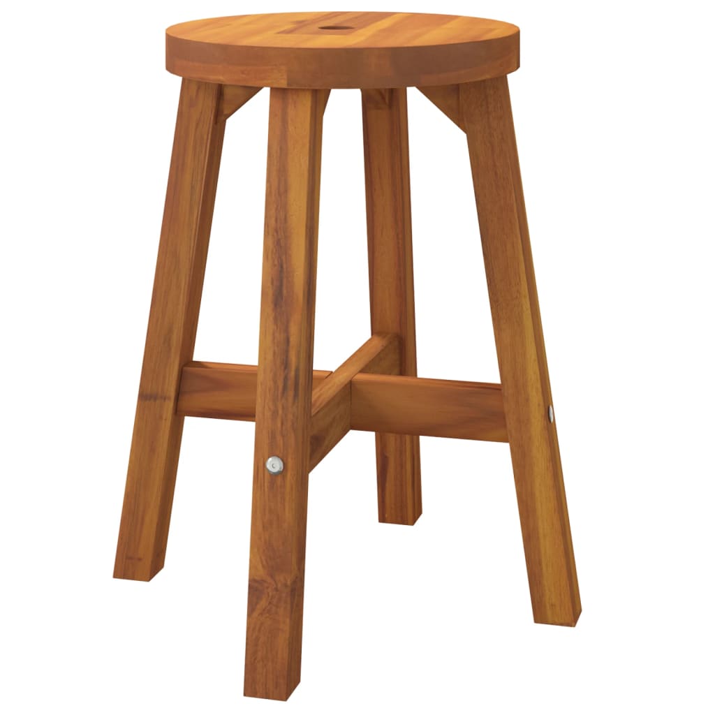 Sgabello Marrone 38x38x45 cm Rotondo Legno Massello di Acacia | homemem39